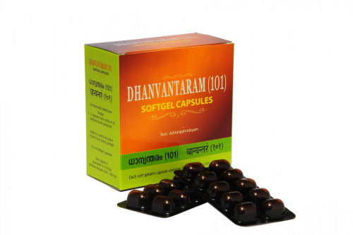 Dhanvantaram (101) soft gel 100 cap Kottakal AVS (Дханвантарам 101 капсулы Коттаккал)